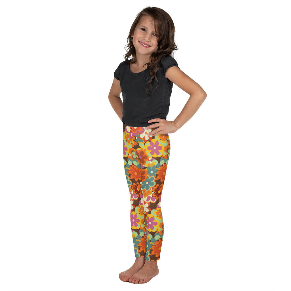 70s Flower Pattern Kid's Leggings