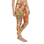 70s Flower Pattern Yoga Capris