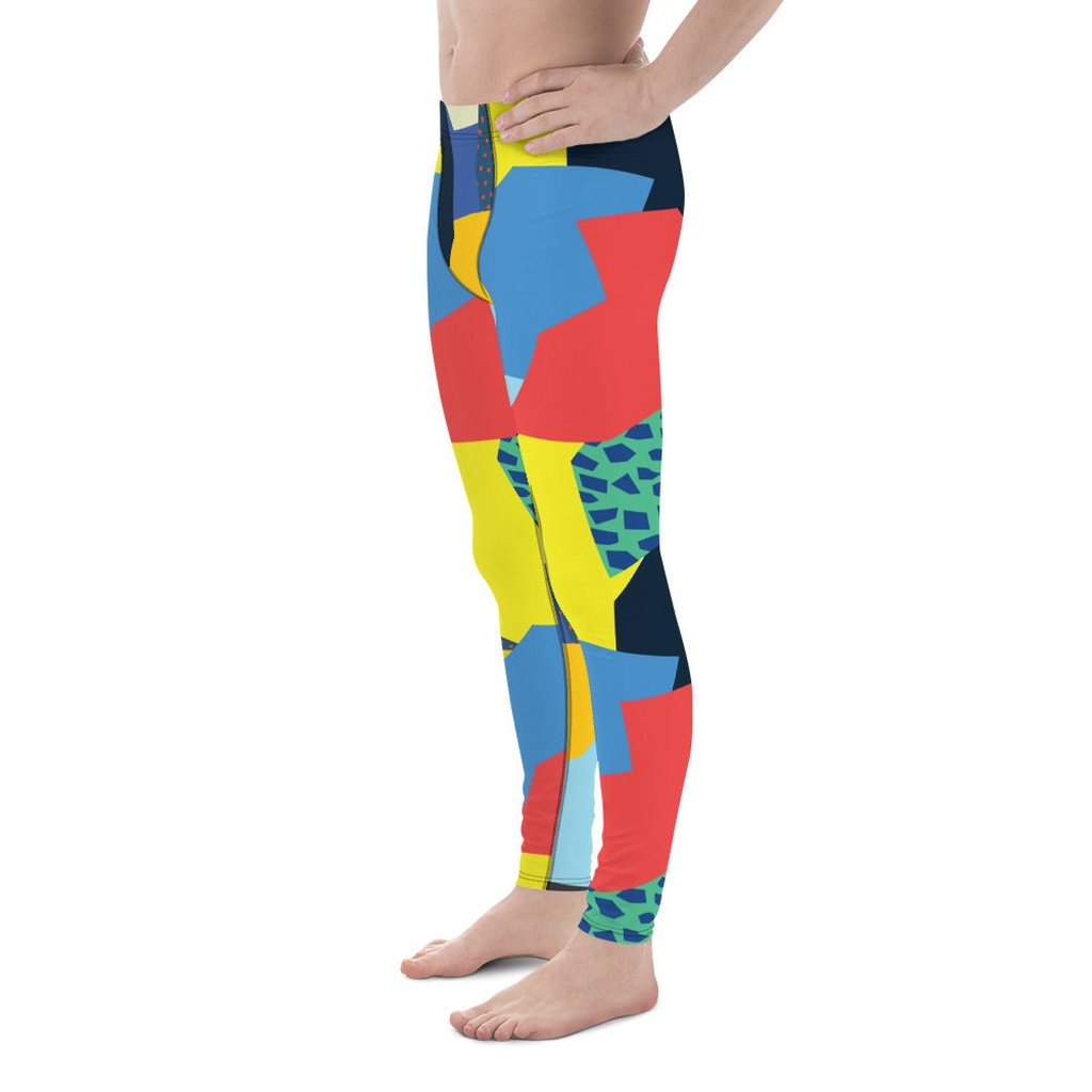 90s Color Block Men's Leggings