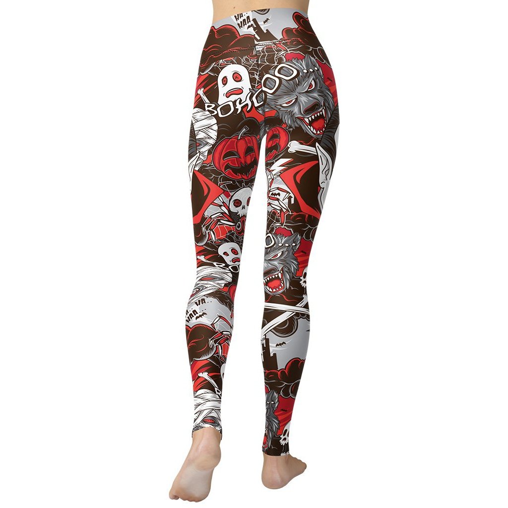 All the Horrors of Halloween Yoga Leggings - FiercePulse - Premium Workout Leggings - Yoga Pants