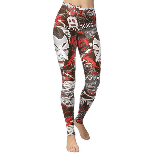 All the Horrors of Halloween Yoga Leggings - FiercePulse - Premium Workout Leggings - Yoga Pants