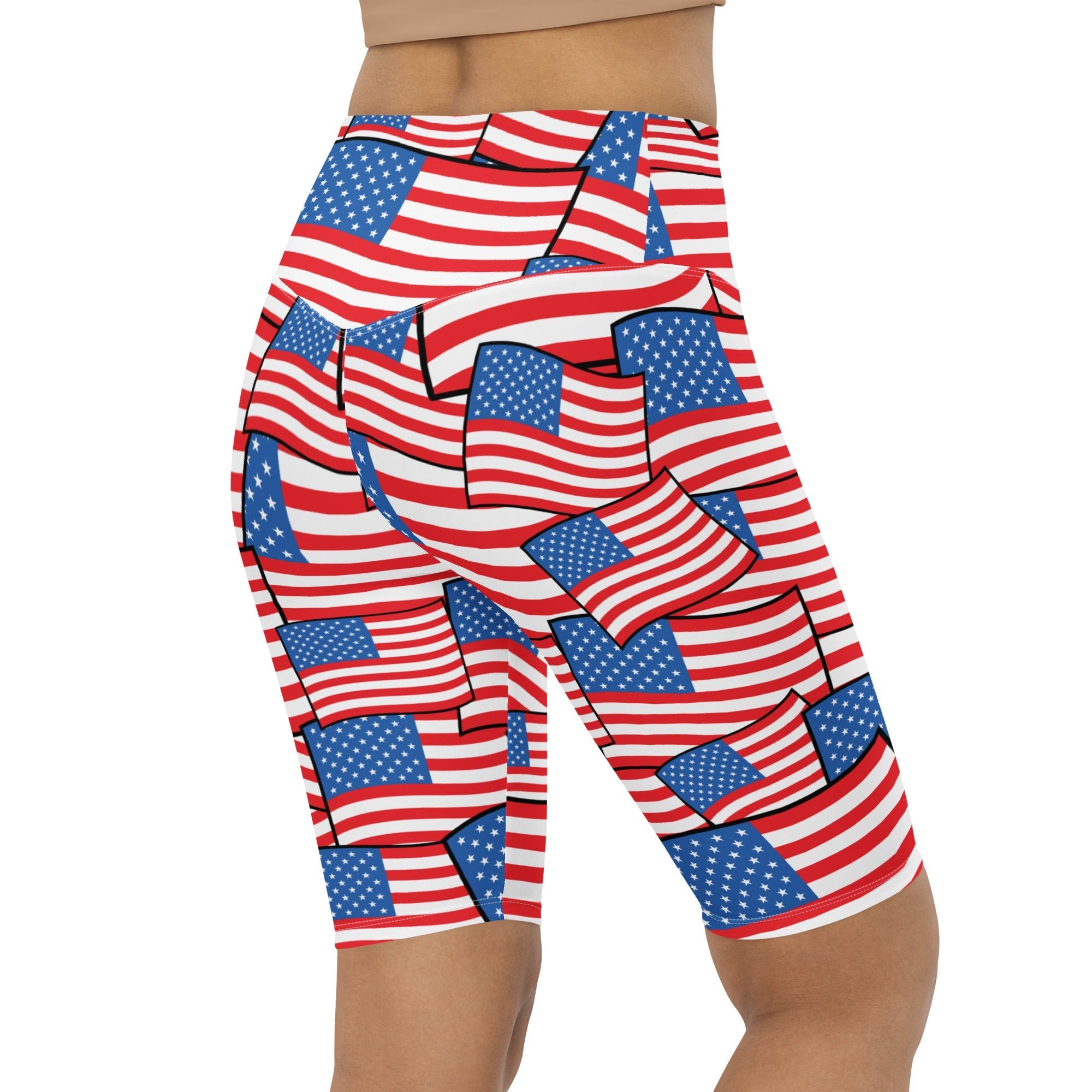 American Flag Pattern Biker Shorts