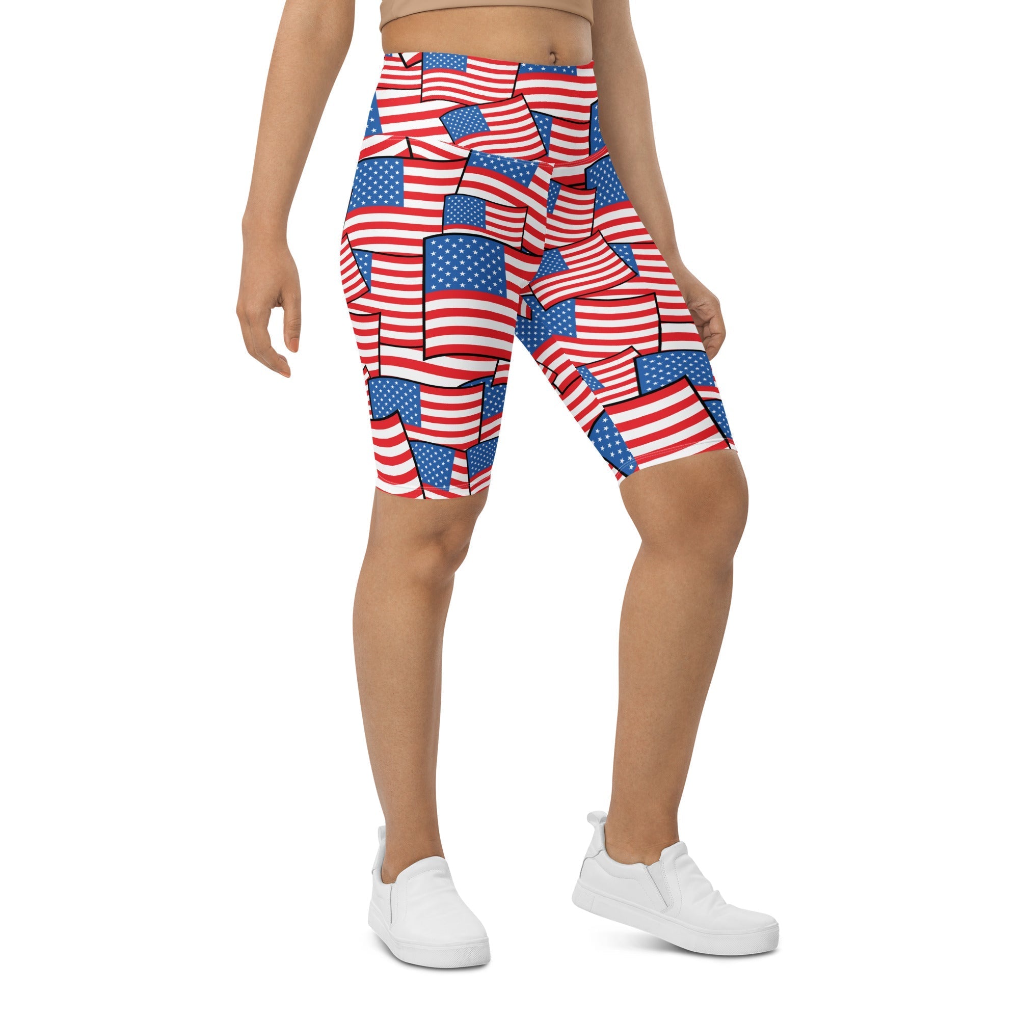 American Flag Pattern Biker Shorts