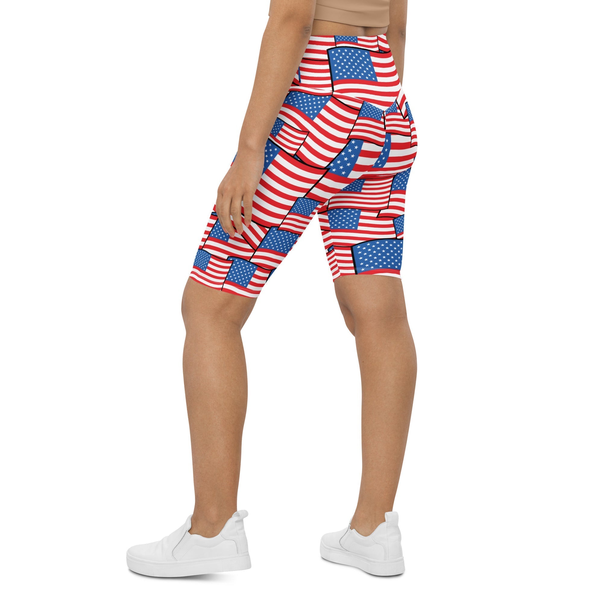 American Flag Pattern Biker Shorts