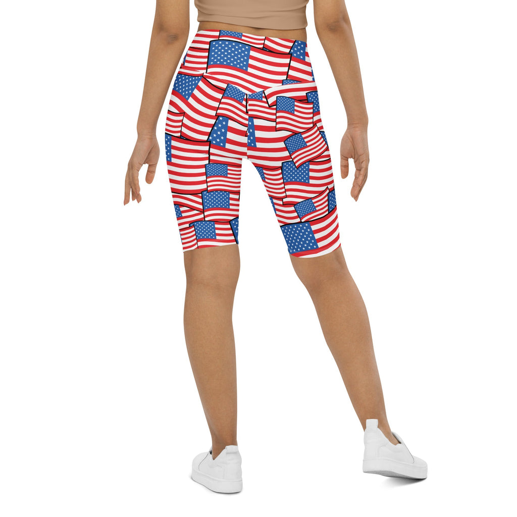 American Flag Pattern Biker Shorts