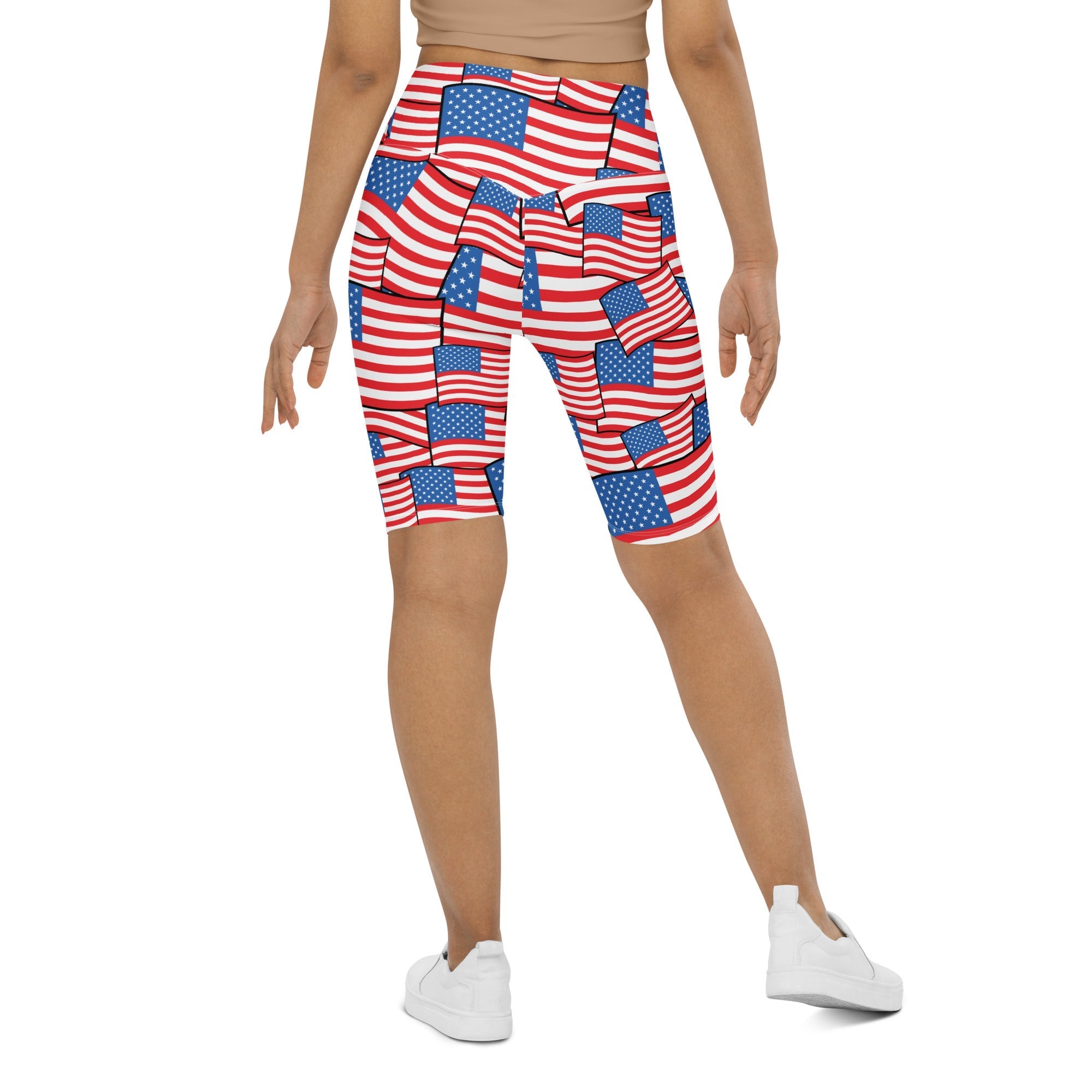 American Flag Pattern Biker Shorts