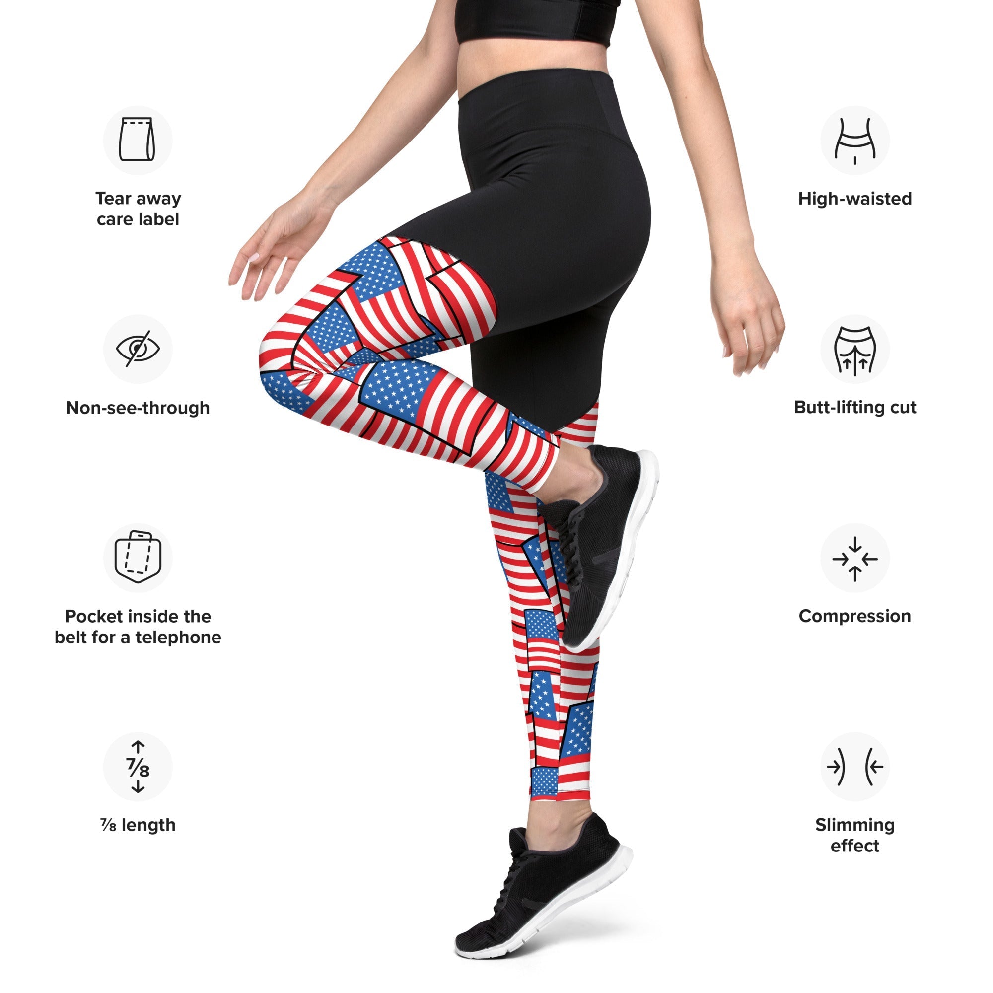 American Flag Pattern Compression Leggings