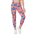 American Flag Pattern Crossover Leggings With Pockets