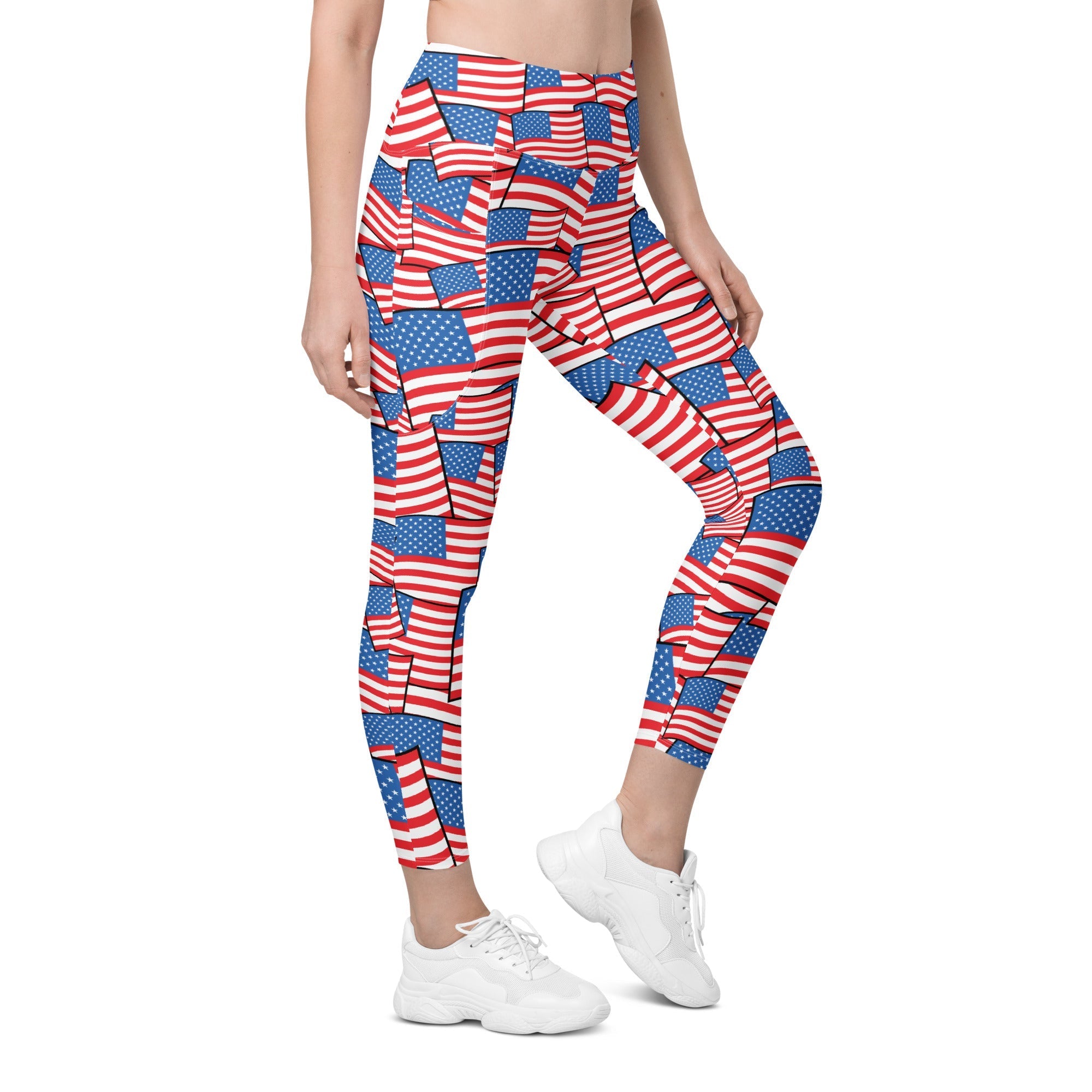 American Flag Pattern Leggings With Pockets
