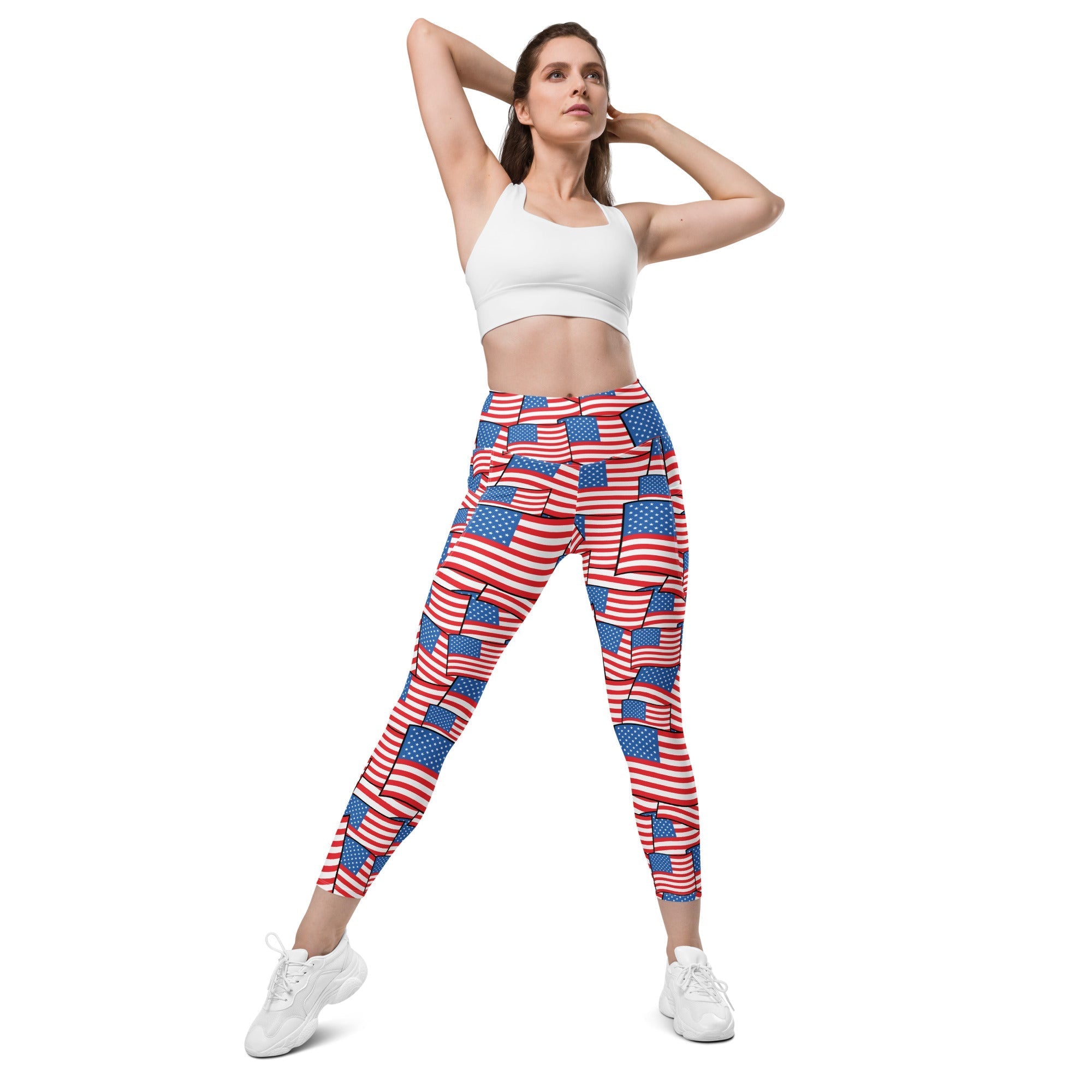 American Flag Pattern Leggings With Pockets
