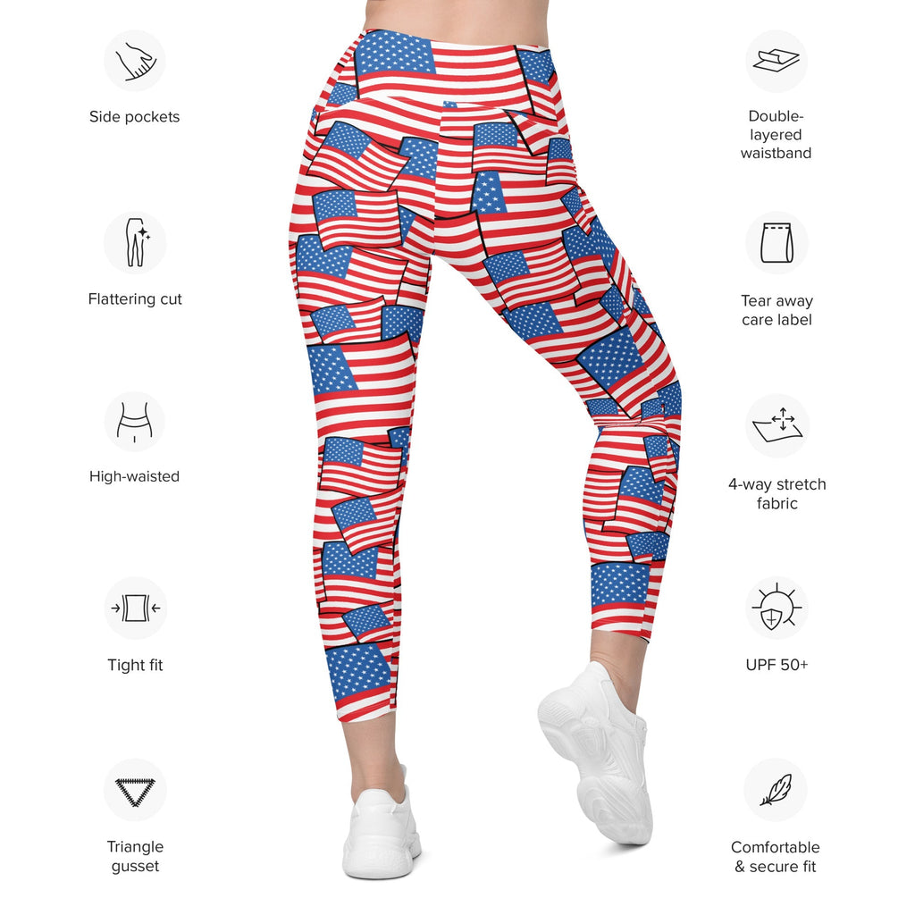 American Flag Pattern Leggings With Pockets