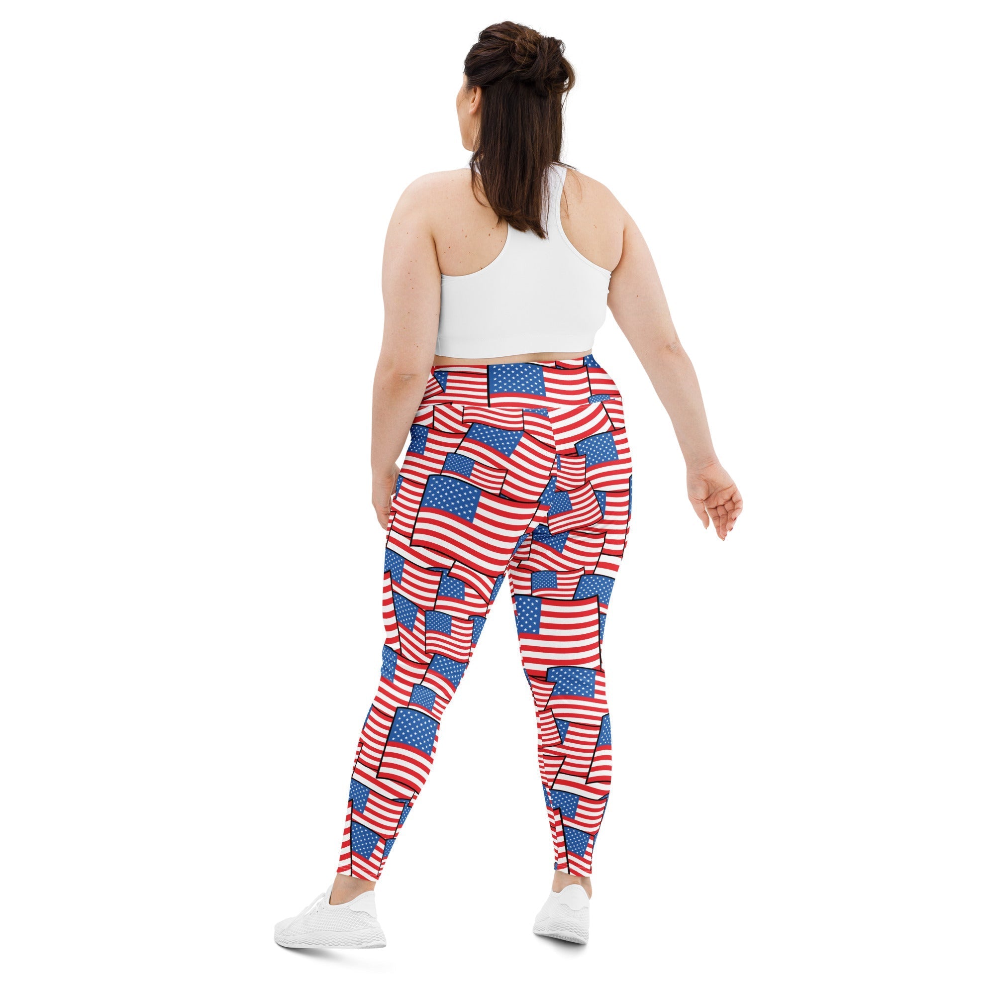 American Flag Pattern Plus Size Leggings: Women's Patriotic Outfits