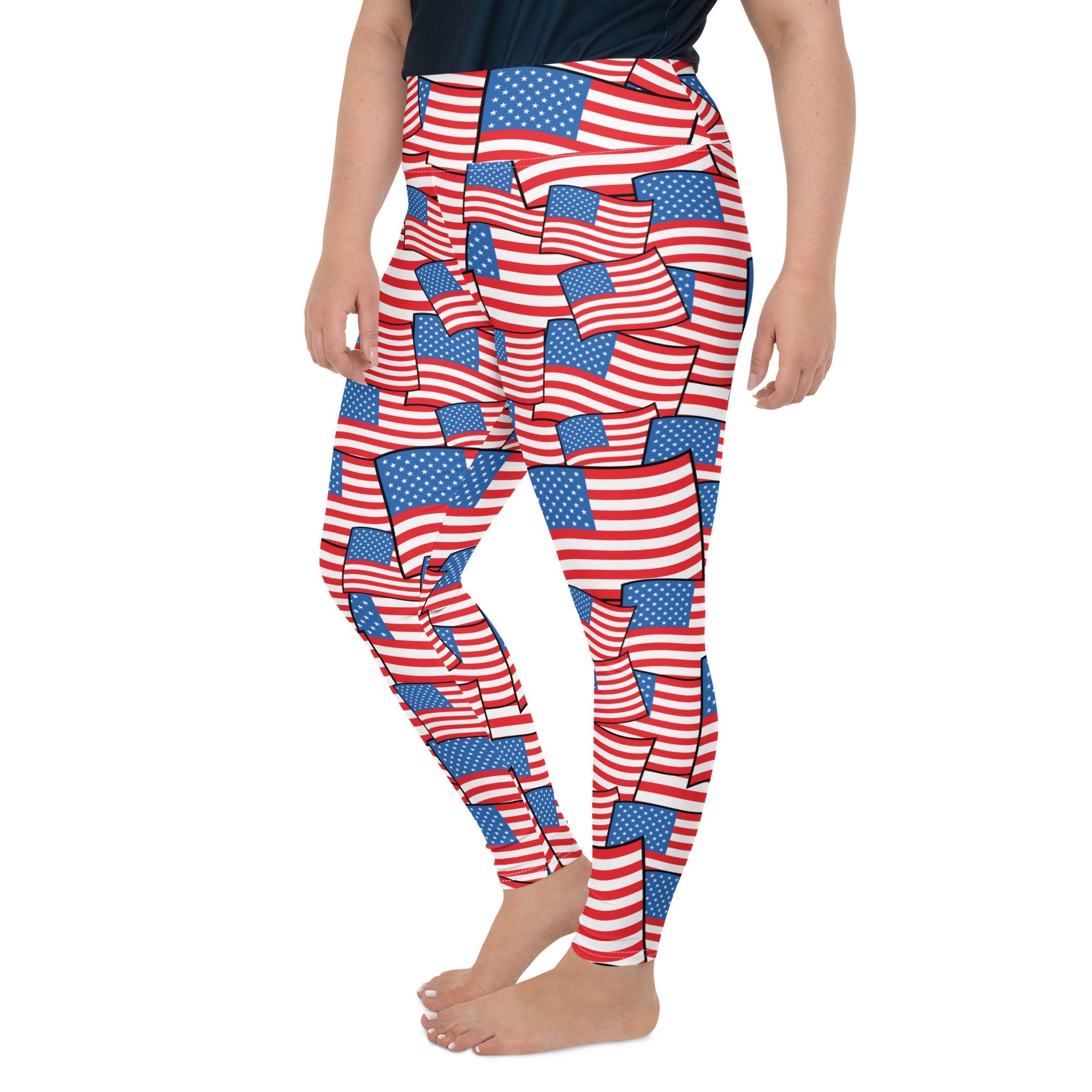 American Flag Pattern Plus Size Leggings