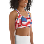 American Flag Pattern Sports Bra
