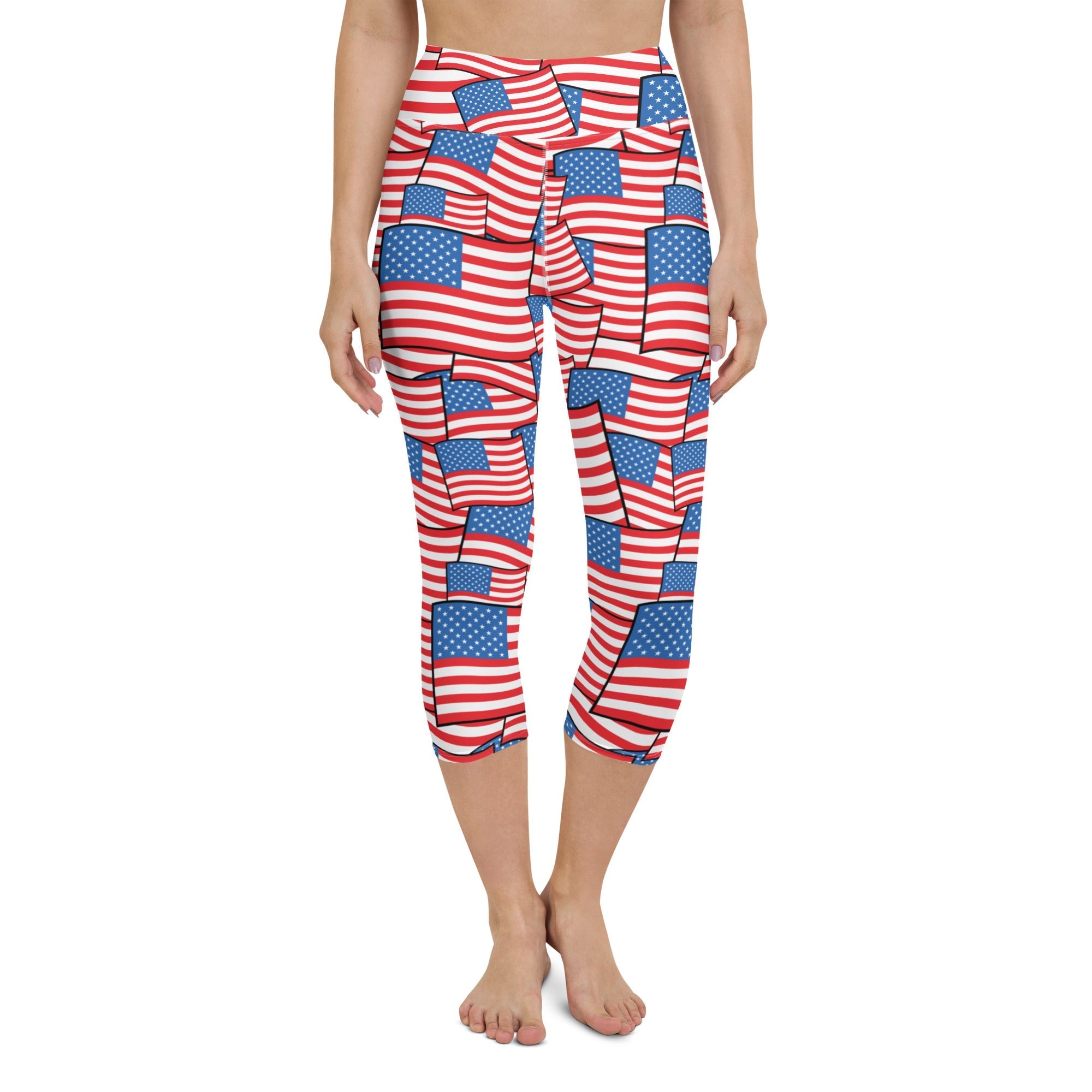 American Flag Pattern Yoga Capris
