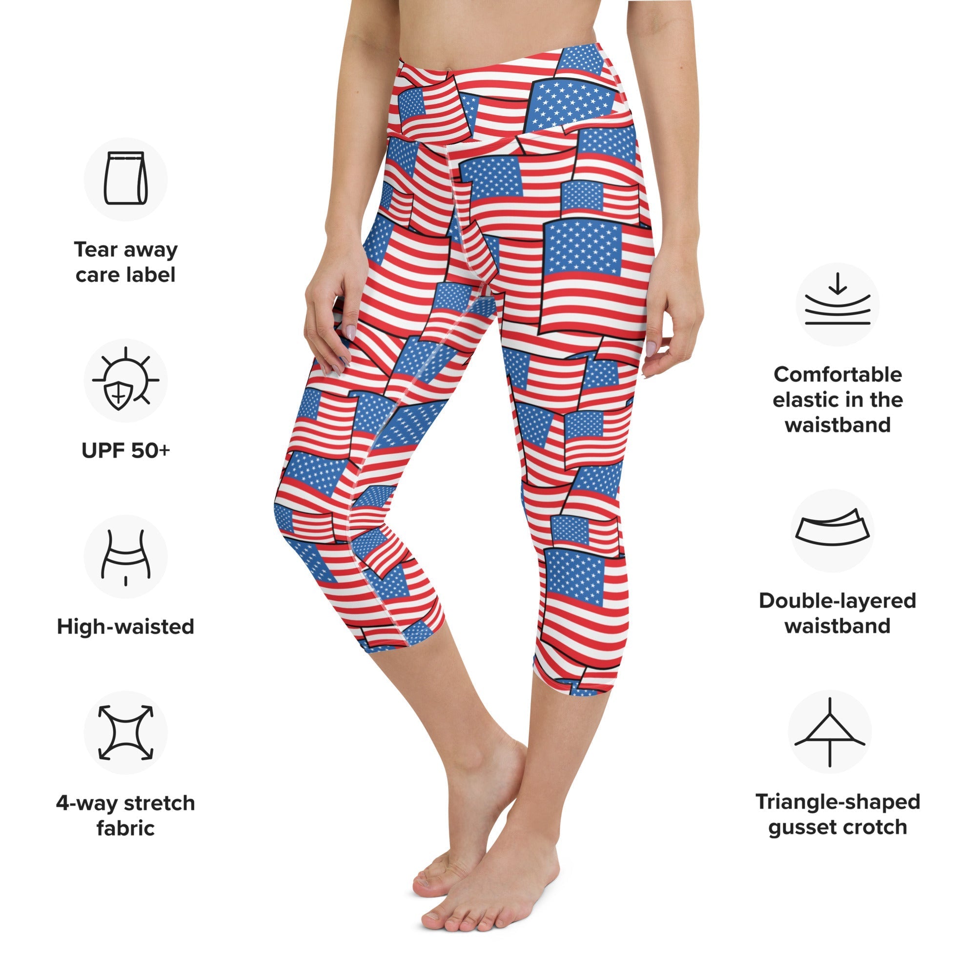American Flag Pattern Yoga Capris