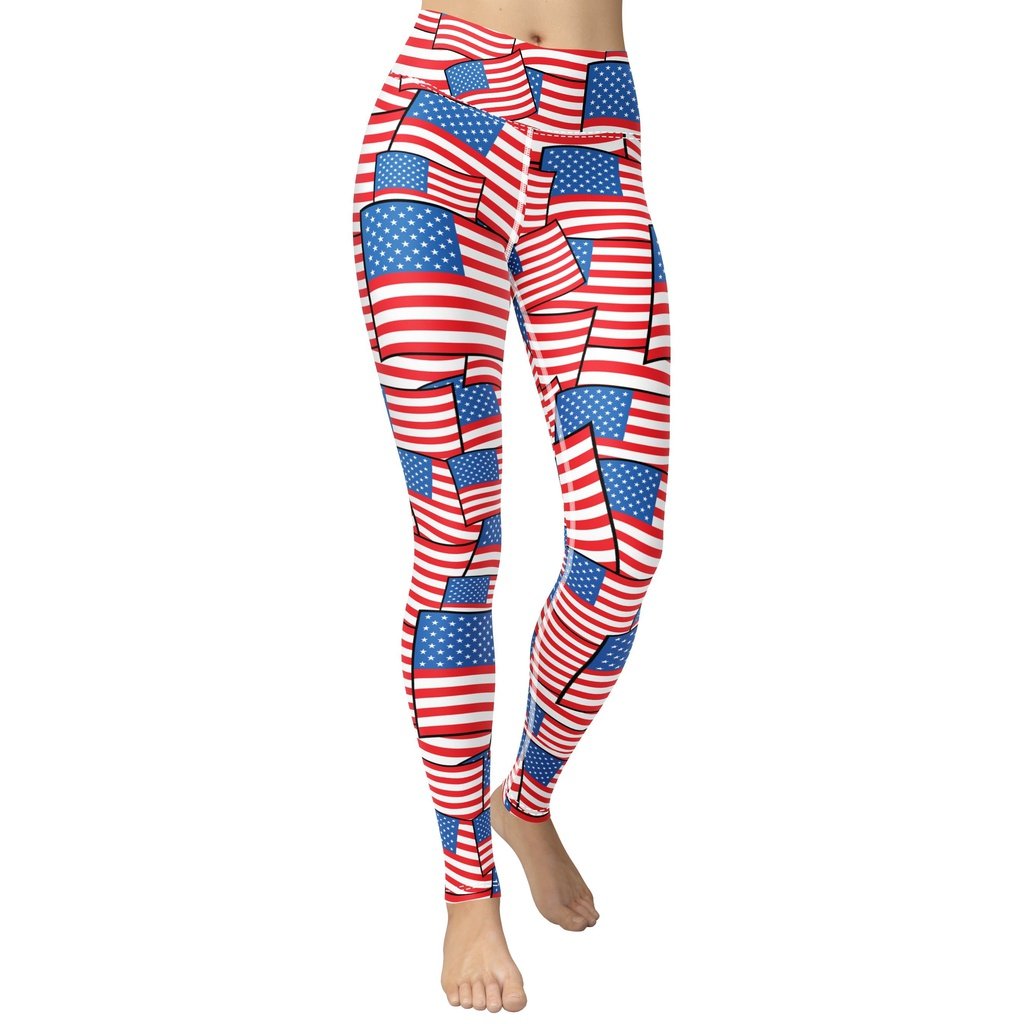 American Flag Pattern Yoga Leggings