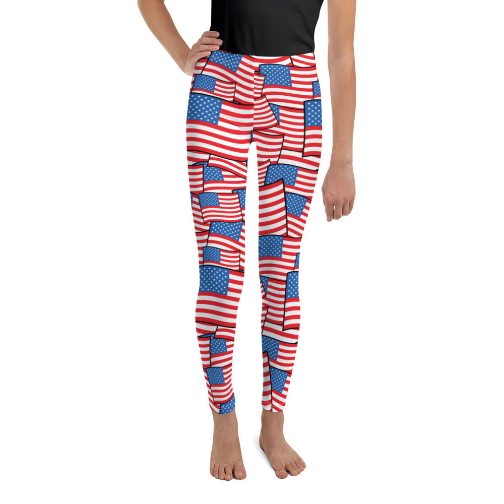 American Flag Pattern Youth Leggings