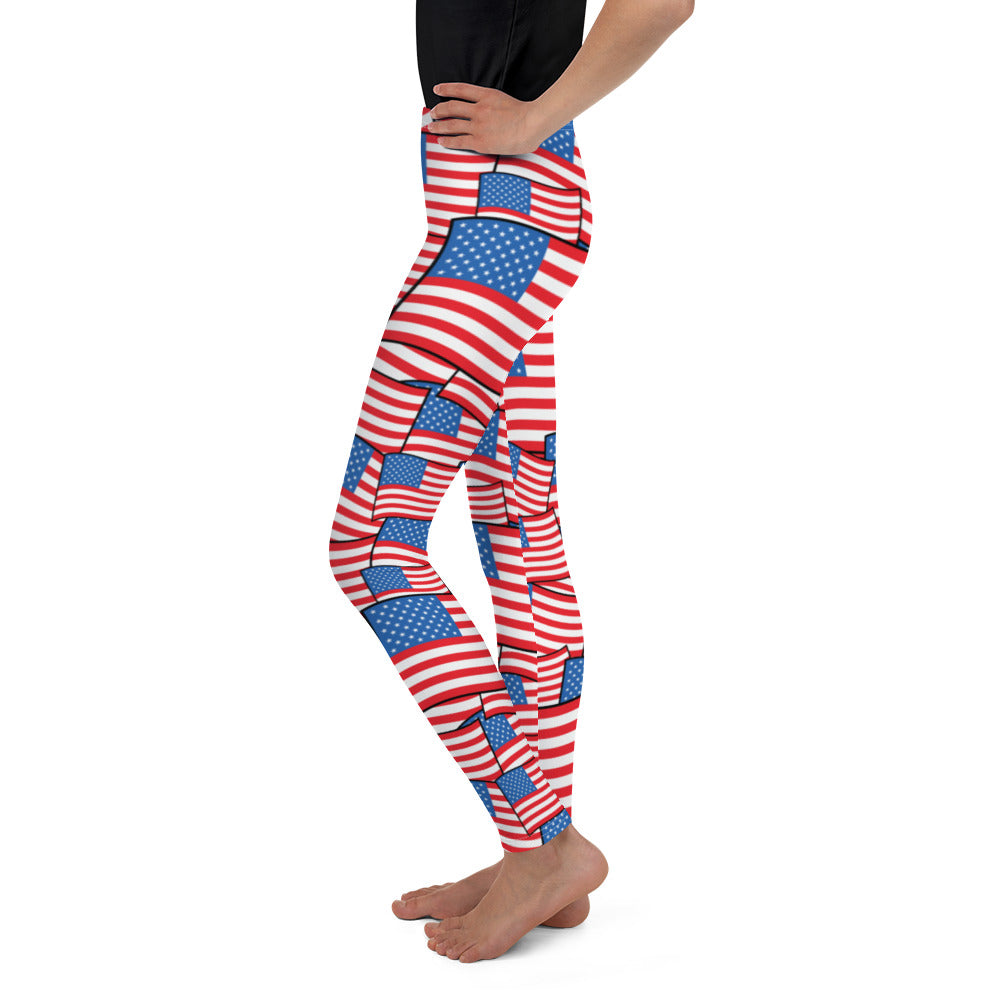 American Flag Pattern Youth Leggings