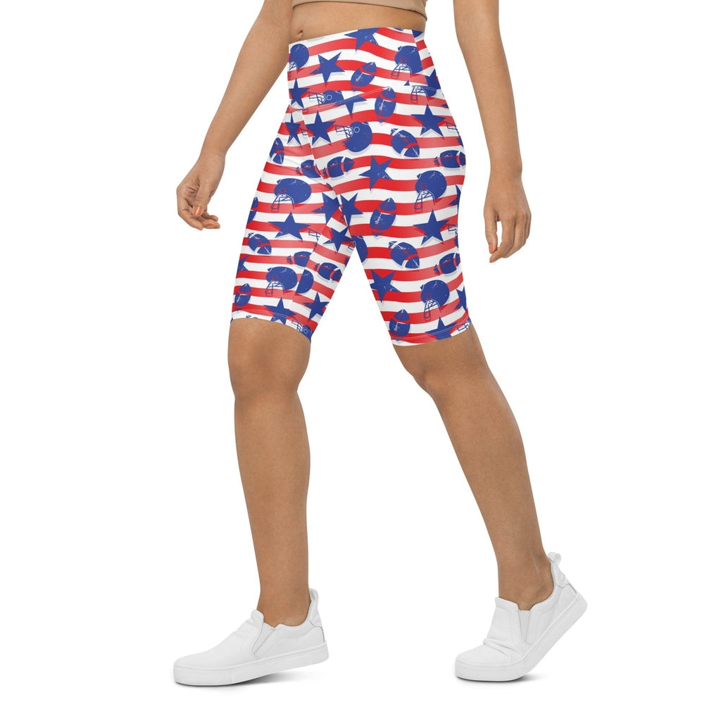 American Football Pattern Biker Shorts