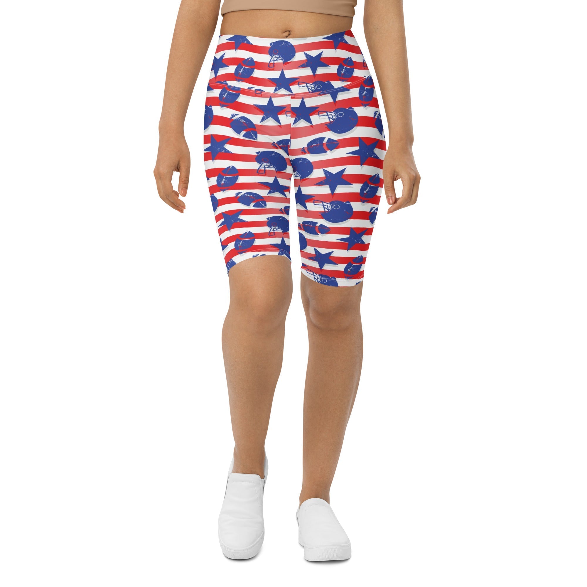 American Football Pattern Biker Shorts