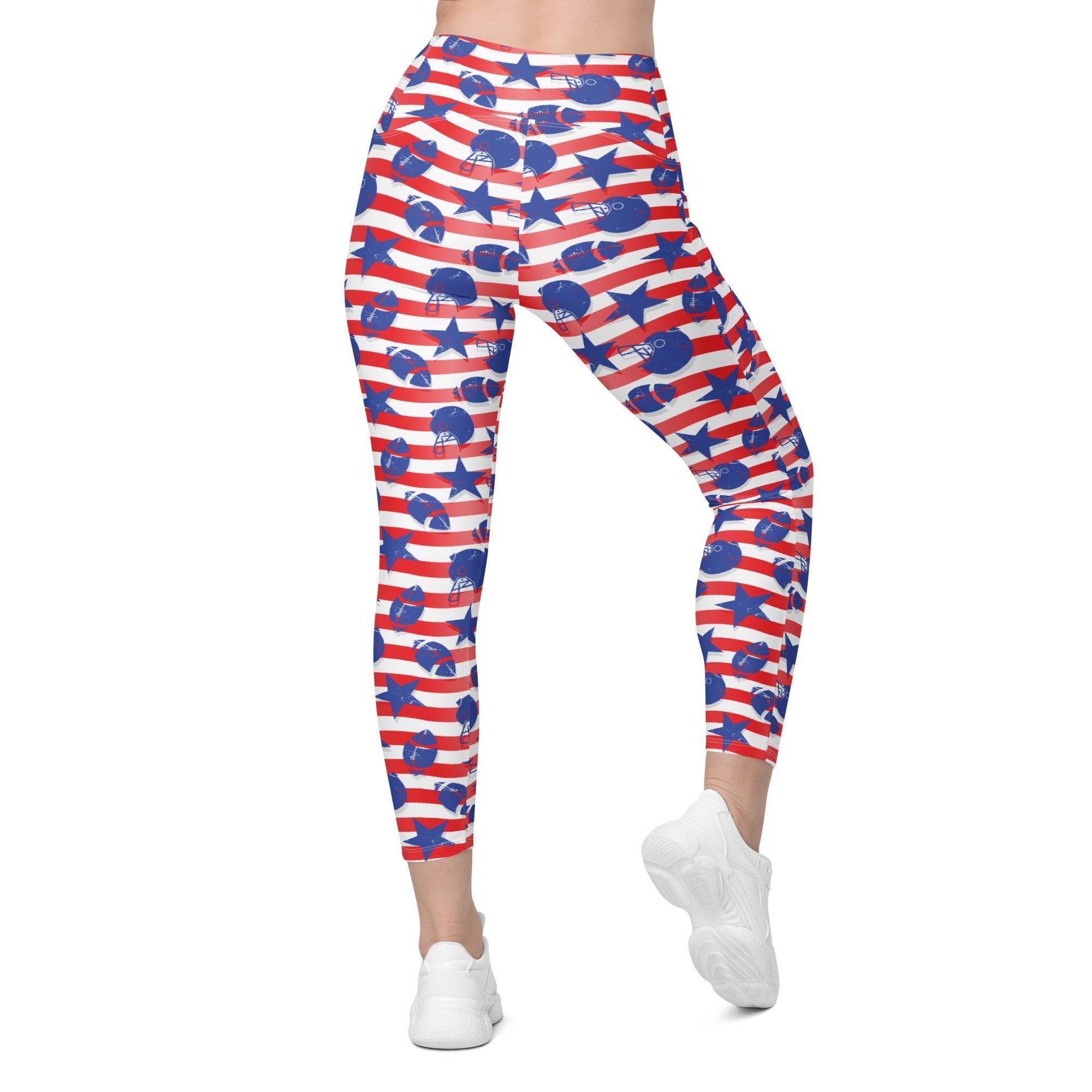 American Football Pattern Crossover Leggings With Pockets