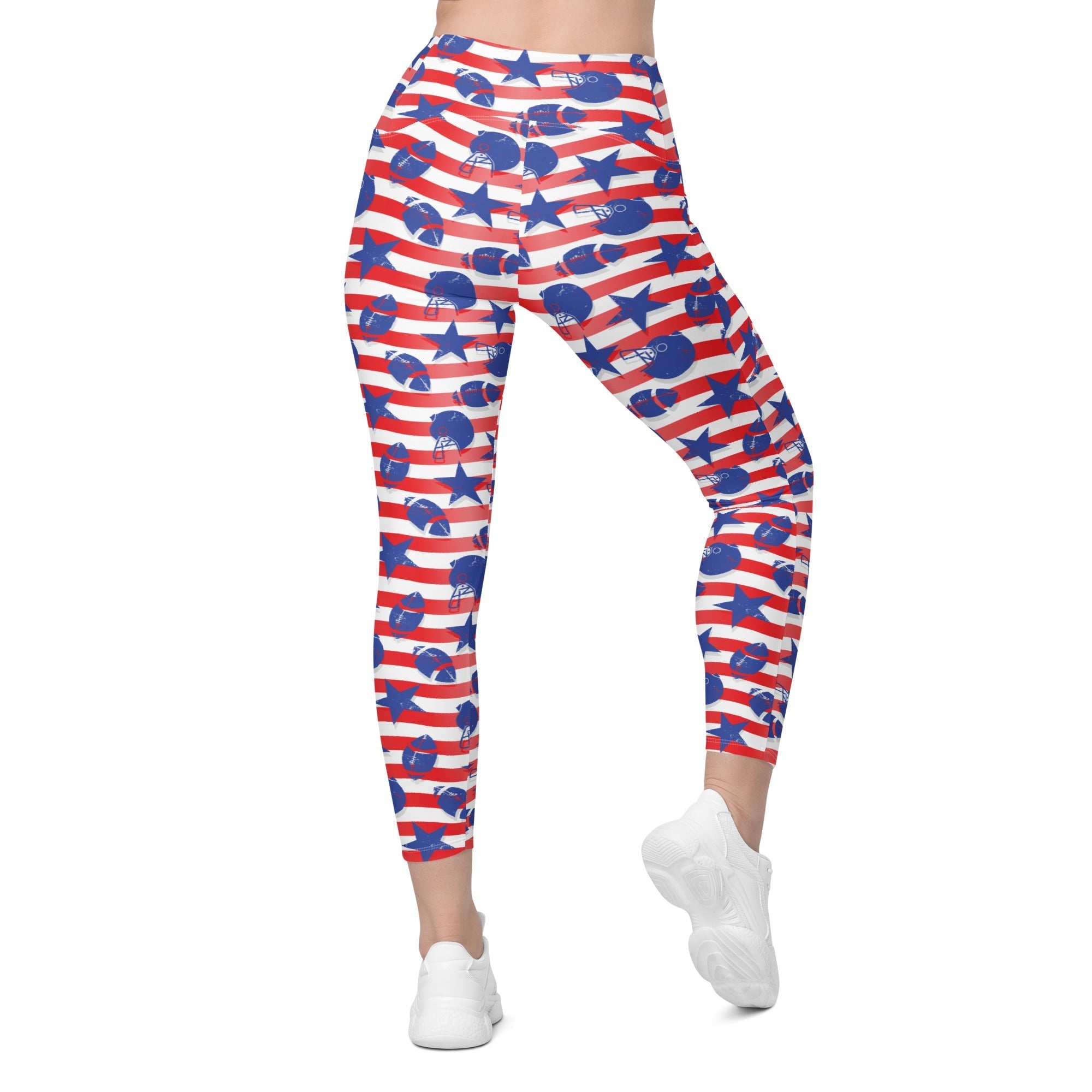 American Football Pattern Leggings With Pockets