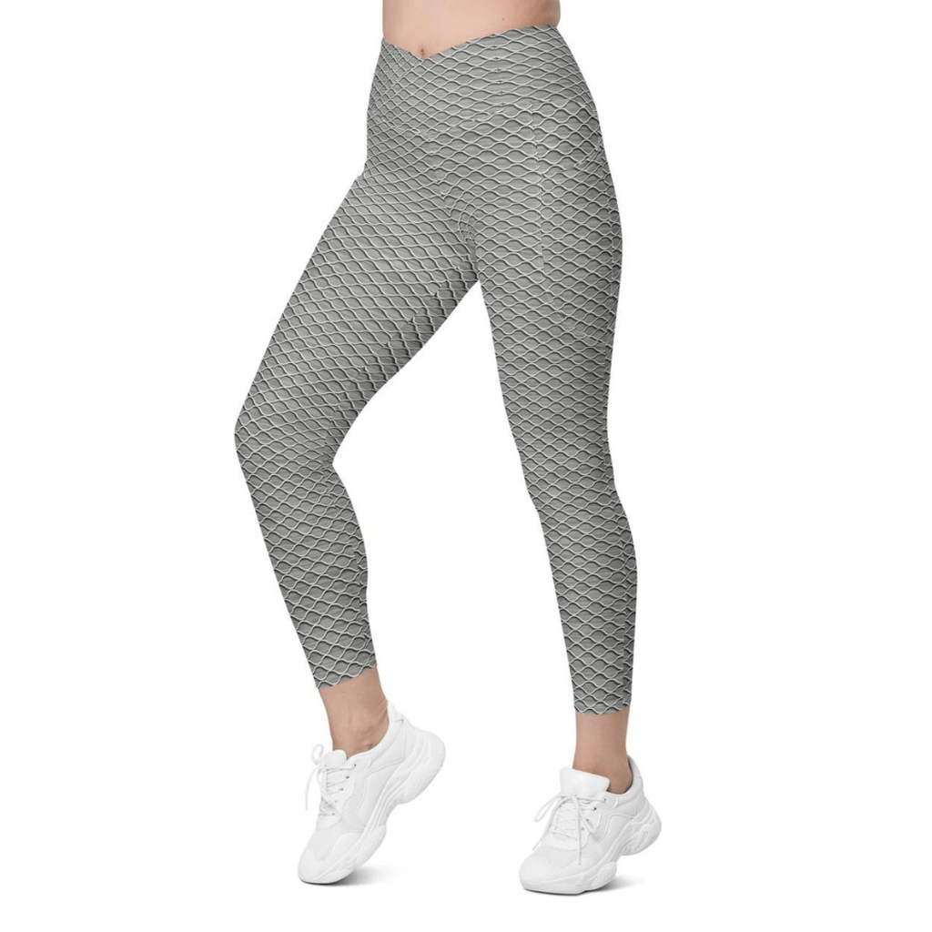 Anti Cellulite Pattern Crossover Leggings With Pockets