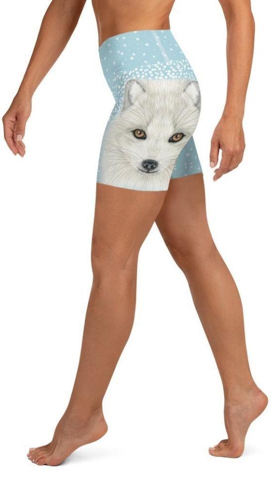 Arctic Fox Dog Yoga Shorts