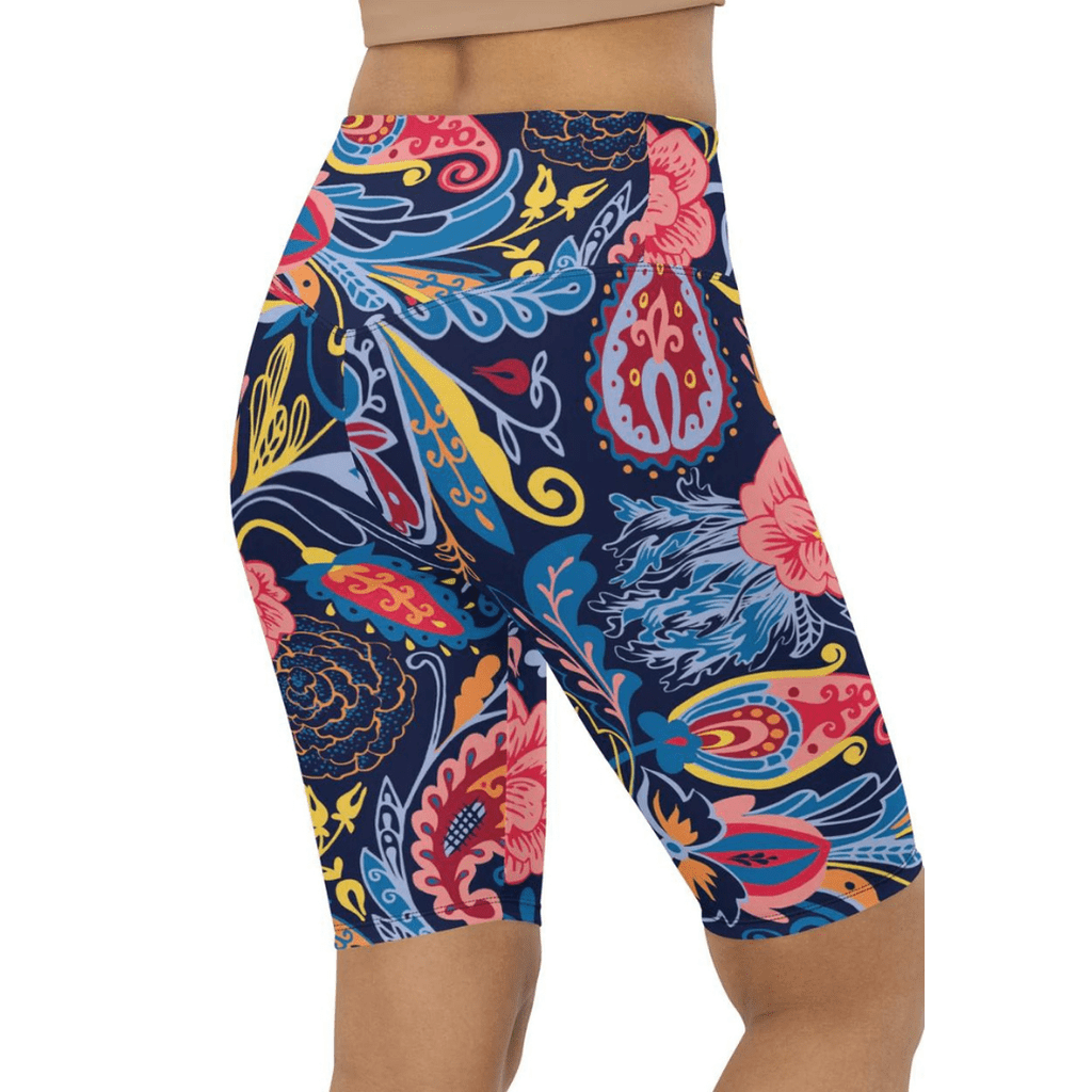 Art Deco Floral Biker Shorts