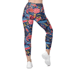 Art Deco Floral Leggings With Pockets