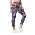 Art Deco Floral Leggings With Pockets