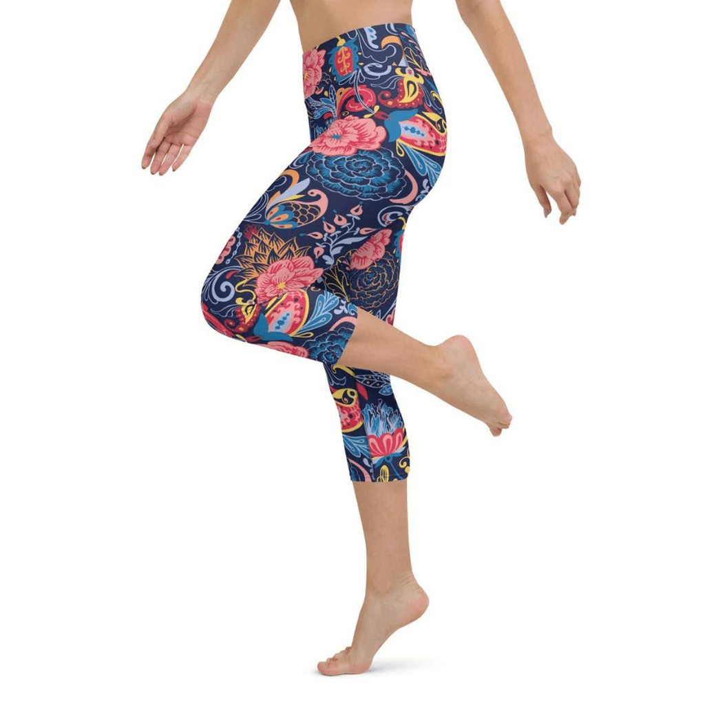 Art Deco Floral Yoga Capris