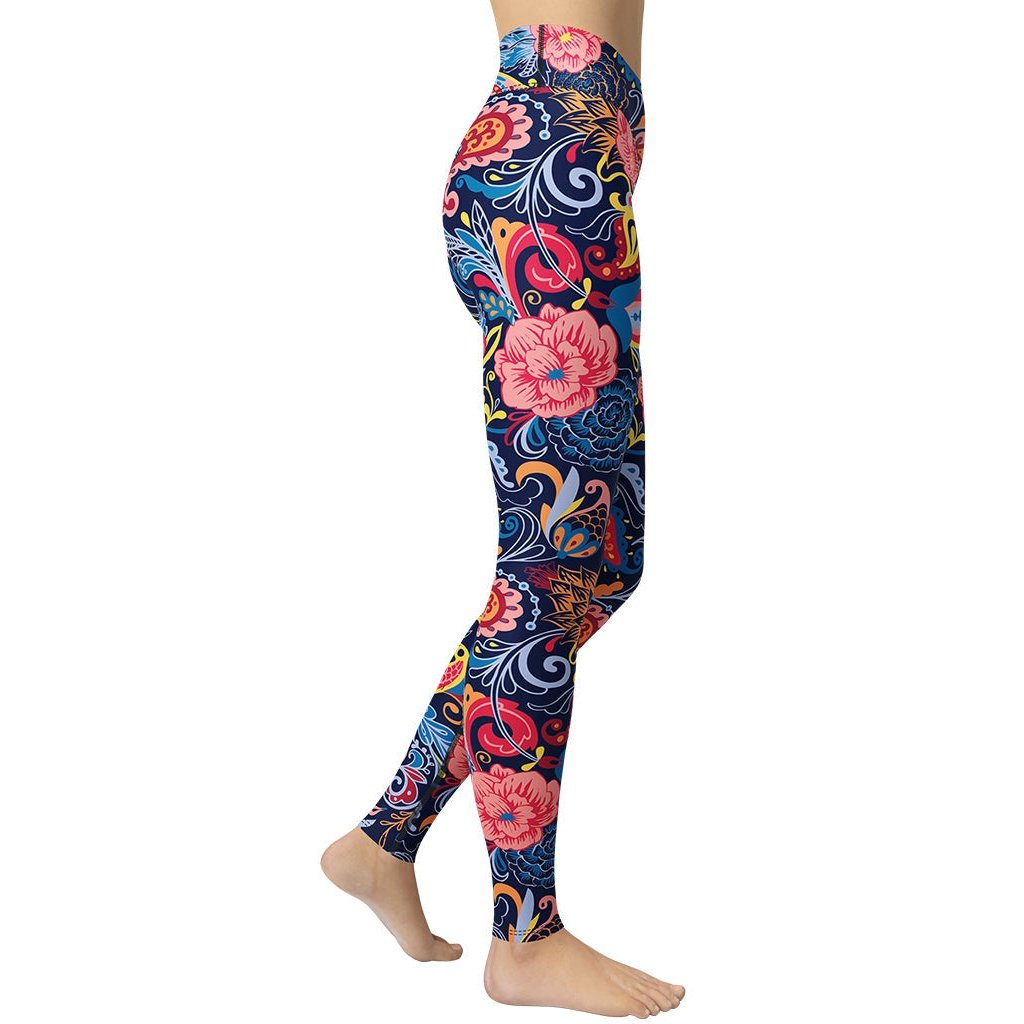 Art Deco Floral Yoga Leggings