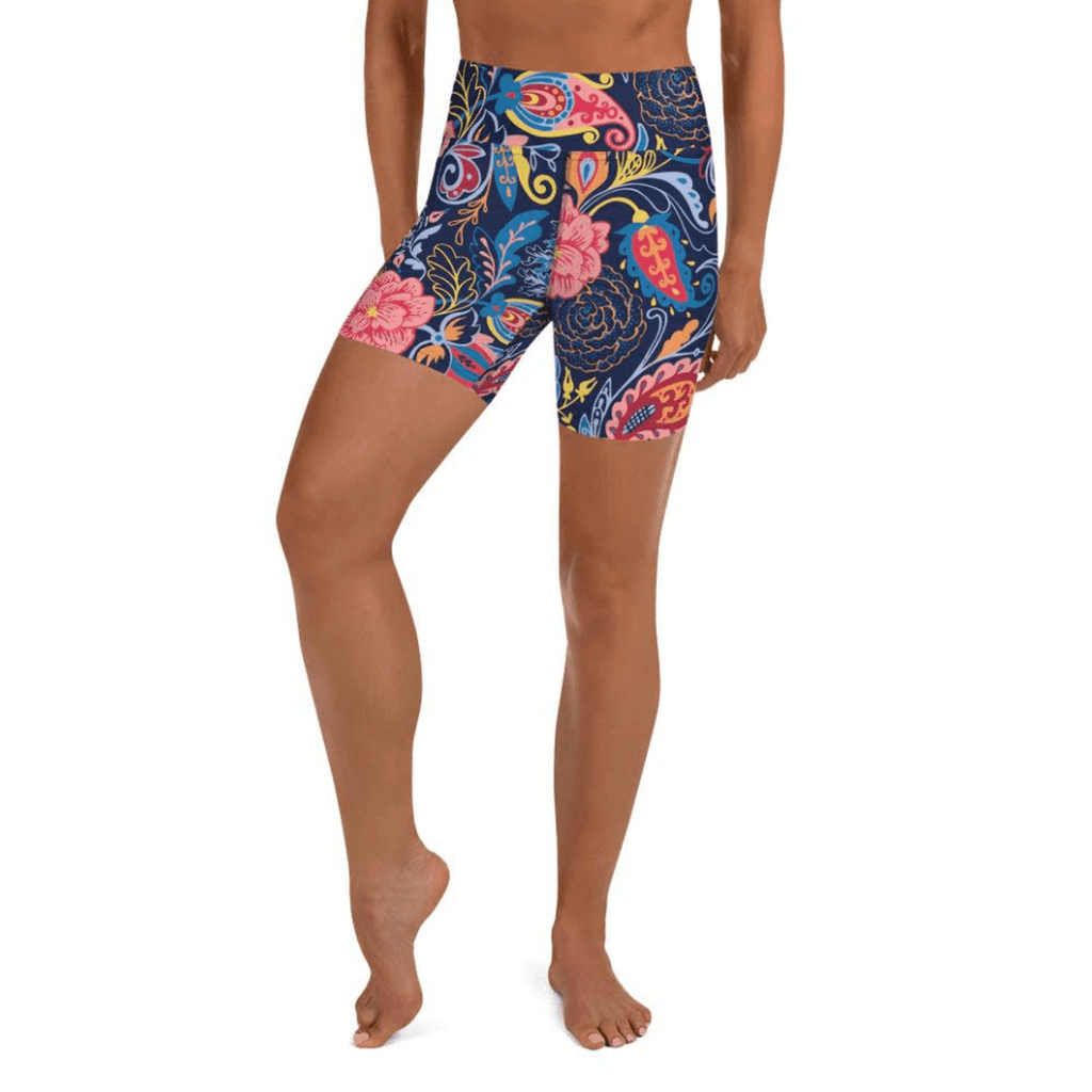 Art Deco Floral Yoga Shorts