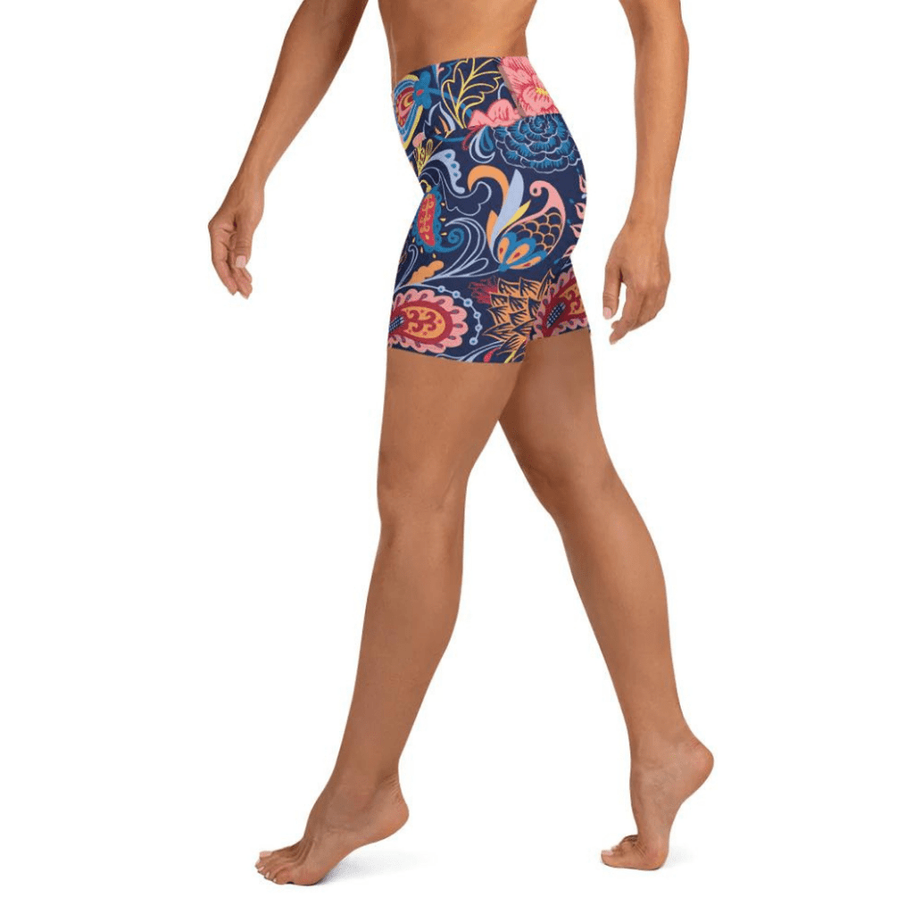 Art Deco Floral Yoga Shorts