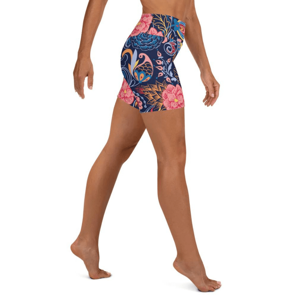 Art Deco Floral Yoga Shorts