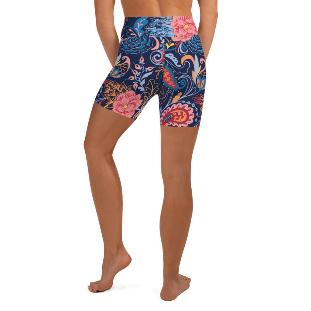 Art Deco Floral Yoga Shorts