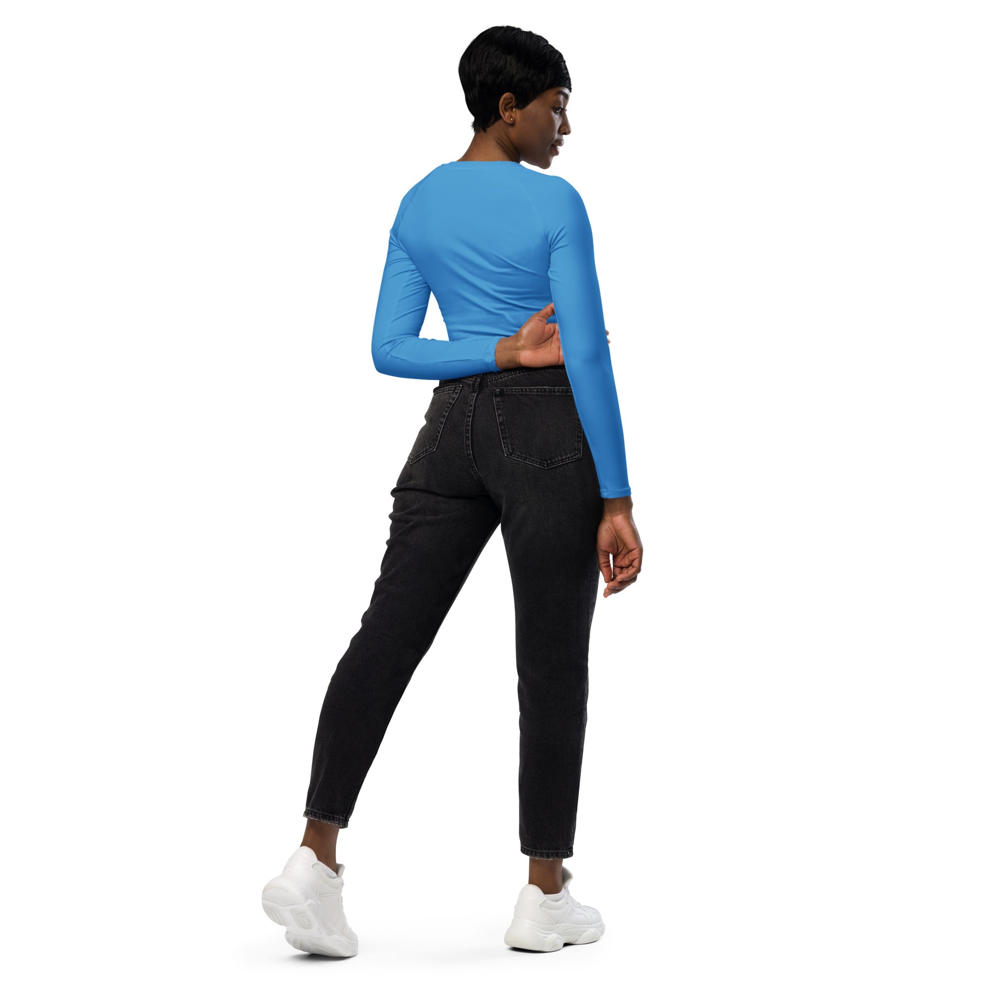 Azure Blue Recycled Long-sleeve Crop Top