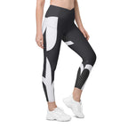 Beehive Geometric Crossover Leggings With Pockets Onyx Black
