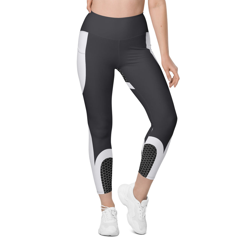 Beehive Geometric Leggings With Pockets Onyx Black