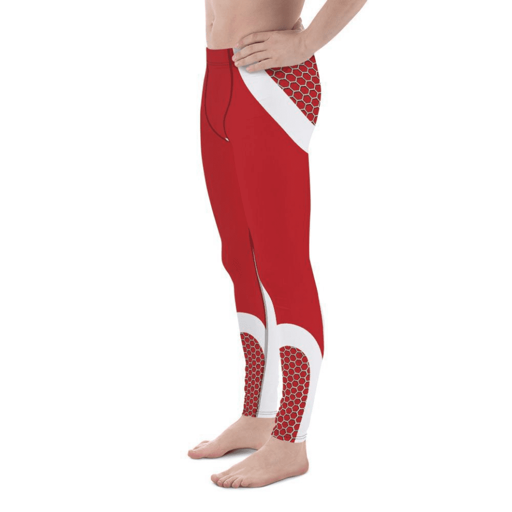 Beehive Geometric Men's Leggings Scarlet Red