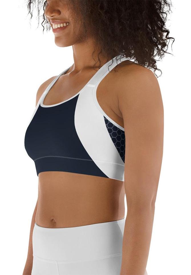 Beehive Geometric Sports Bra Navy Blue