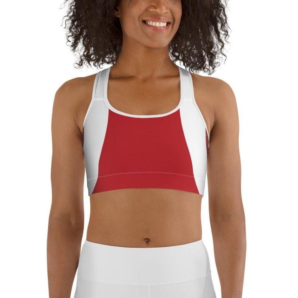 Beehive Geometric Sports Bra Scarlet Red