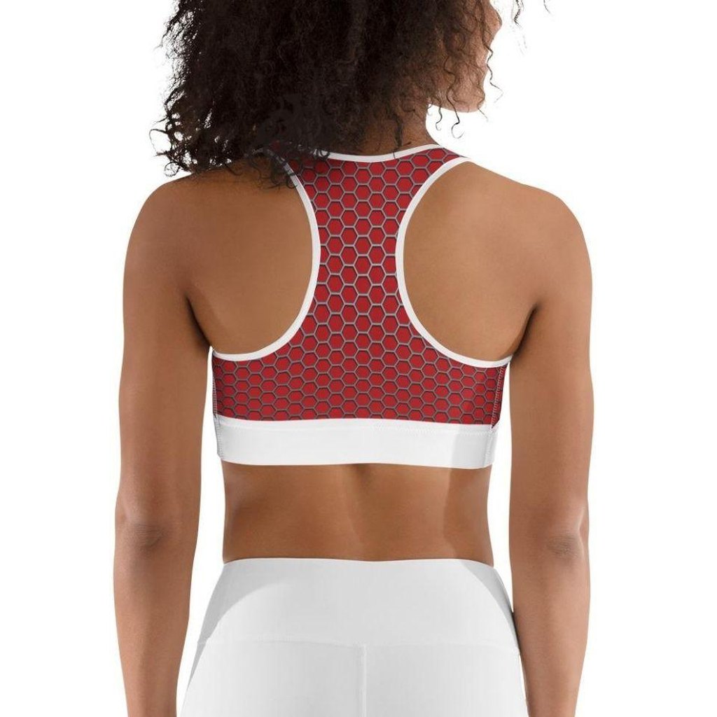 Beehive Geometric Sports Bra Scarlet Red