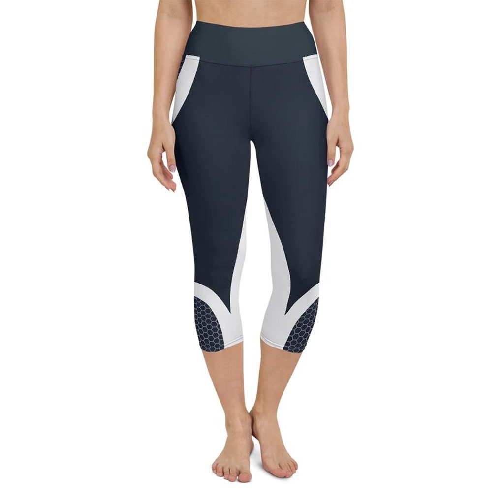 Beehive Geometric Yoga Capris Navy Blue