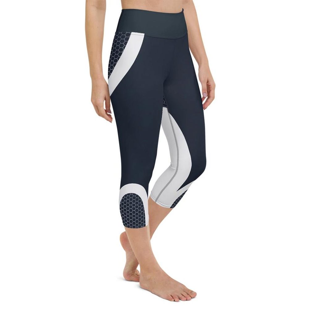 Beehive Geometric Yoga Capris Navy Blue
