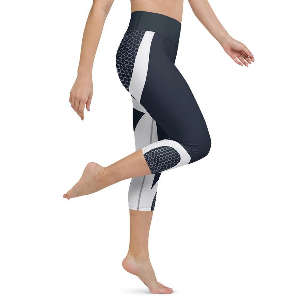 Beehive Geometric Yoga Capris Navy Blue