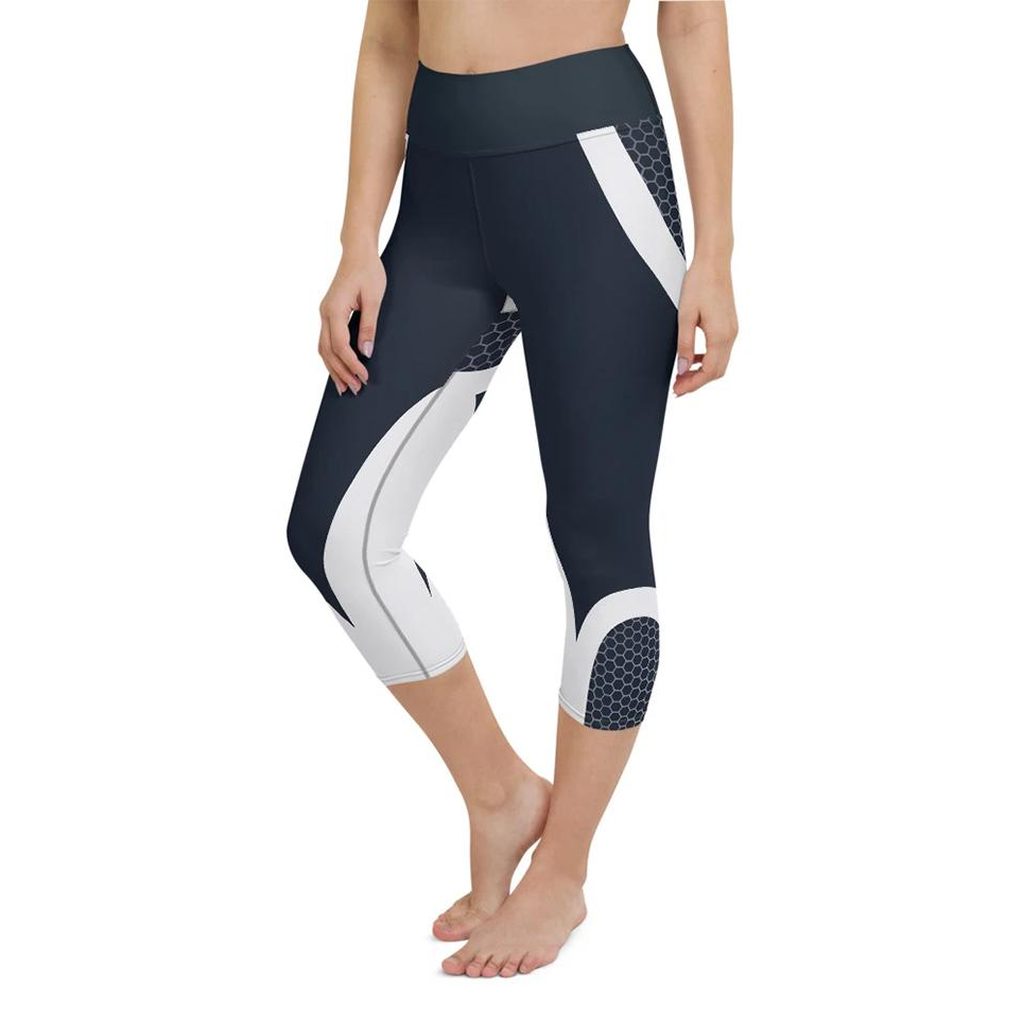 Beehive Geometric Yoga Capris Navy Blue