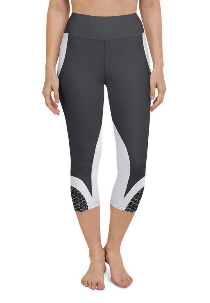 Beehive Geometric Yoga Capris Onyx Black